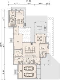 Projekt domu LK&1359 - rzut parteru, dom liczy 5 pokoje, 3 łazienki i wc