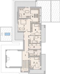 Projekt domu LK&1358 - rzut 1 piętra, dom liczy 5 pokoje, 3 łazienki i wc