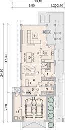 Projekt domu LK&1352 - rzut parteru, dom liczy 4 pokoje, 3 łazienki i wc