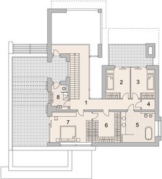 Projekt domu LK&1345 - rzut 1 piętra, dom liczy 4 pokoje, 2 łazienki i wc