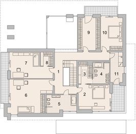 Projekt domu LK&1341 - rzut 1 piętra, dom liczy 5 pokoje, 3 łazienki i wc