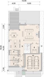 Projekt domu LK&1340 - rzut parteru, dom liczy 6 pokoje, 4 łazienki i wc