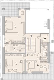 Projekt domu LK&1340 - rzut 1 piętra, dom liczy 6 pokoje, 4 łazienki i wc
