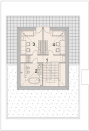 Projekt domu LK&1340 - rzut poddasza, dom liczy 6 pokoje, 4 łazienki i wc