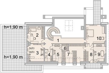 Projekt domu LK&1338 - rzut poddasza, dom liczy 3 pokoje, 4 łazienki i wc