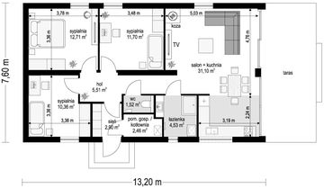 Parter projektu - MG 2 wariant 15 B drewniany