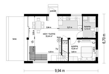 Parter projektu - MG 3 wariant 18 drewniany