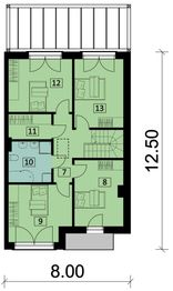 Projekt domu Ka123 war.1 S - rzut 1 piętra, dom liczy 4 pokoje, 2 łazienki i wc
