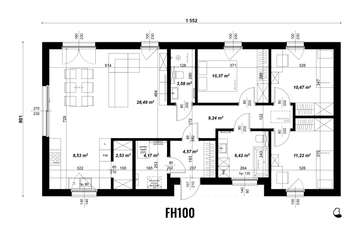 Parter - Dom prefabrykowany FastHome 100