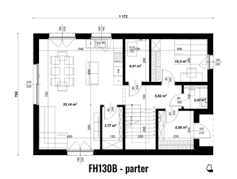 Parter - Dom prefabrykowany FastHome 130B