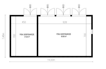 Projekt budynku gospodarczego Planujdom G03 - rzut parteru, dom liczy 0 pokoje, 0 łazienki i wc