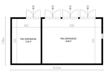 Projekt budynku gospodarczego Planujdom G03 ver1 - rzut parteru, dom liczy 0 pokoje, 0 łazienki i wc