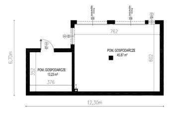 Projekt budynku gospodarczego Planujdom G05 - rzut parteru, dom liczy 0 pokoje, 0 łazienki i wc