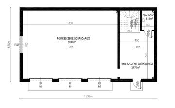 Projekt budynku gospodarczego Planujdom G53 - rzut parteru, dom liczy 0 pokoje, 0 łazienki i wc