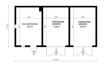 Projekt budynku gospodarczego Planujdom GŻ24 - rzut parteru, dom liczy 0 pokoje, 0 łazienki i wc