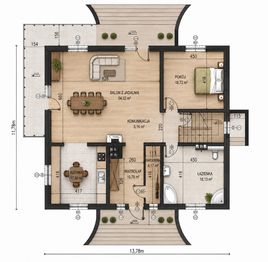 Projekt domu Planujdom 003 - rzut parteru, dom liczy 6 pokoje, 2 łazienki i wc