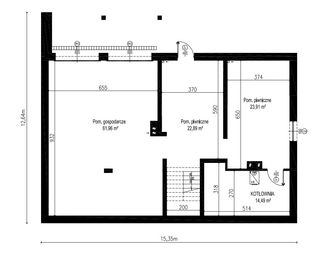 Projekt domu Planujdom 010 ver2 - rzut piwnicy, dom liczy 3 pokoje, 2 łazienki i wc