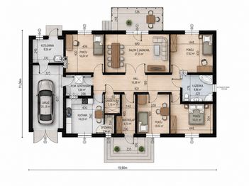 Projekt domu Planujdom 011 - rzut parteru, dom liczy 4 pokoje, 1 łazienki i wc