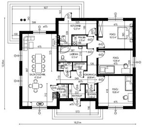 Projekt domu Planujdom 020 - rzut parteru, dom liczy 3 pokoje, 2 łazienki i wc