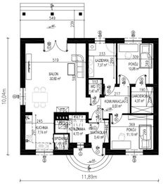 Projekt domu Planujdom 025 ver2 - rzut parteru, dom liczy 2 pokoje, 2 łazienki i wc