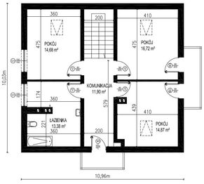 Projekt domu Planujdom 033 - rzut poddasza, dom liczy 4 pokoje, 2 łazienki i wc