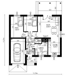 Projekt domu Planujdom 036 - rzut parteru, dom liczy 2 pokoje, 2 łazienki i wc
