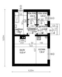 Projekt domu letniskowego Planujdom 037 ABP1101 - rzut parteru, dom liczy 0 pokoje, 1 łazienki i wc