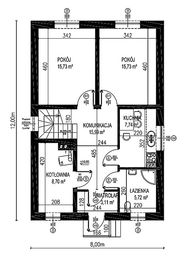 Projekt domu Planujdom 051 - rzut parteru, dom liczy 4 pokoje, 2 łazienki i wc