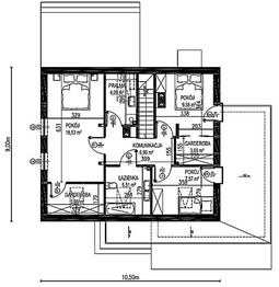 Projekt domu Planujdom 063 - rzut poddasza, dom liczy 3 pokoje, 2 łazienki i wc