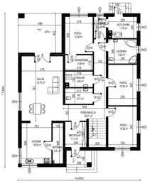 Projekt domu Planujdom 082 - rzut parteru, dom liczy 3 pokoje, 2 łazienki i wc