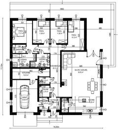 Projekt domu Planujdom 102 - rzut parteru, dom liczy 4 pokoje, 3 łazienki i wc
