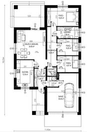 Projekt domu Planujdom 125 - rzut parteru, dom liczy 3 pokoje, 2 łazienki i wc