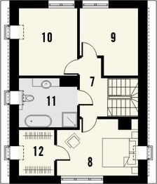 Projekt domu Studio 121 - rzut poddasza, dom liczy 4 pokoje, 2 łazienki i wc