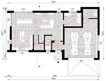 Projekt domu D461 - rzut parteru, dom liczy 5 pokoje, 3 łazienki i wc