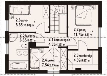 Projekt domu Lisowo aa 70dws - rzut poddasza, dom liczy 4 pokoje, 2 łazienki i wc