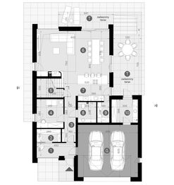 Projekt domu HomeKoncept 130 A wariant 03 - rzut parteru, dom liczy 4 pokoje, 2 łazienki i wc