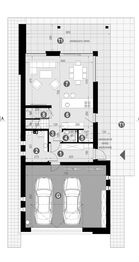 Projekt domu NewHouse 753 G2 w1 - rzut parteru, dom liczy 3 pokoje, 2 łazienki i wc