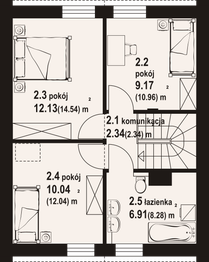 Projekt domu Gładowo aa 70 - rzut poddasza, dom liczy 4 pokoje, 2 łazienki i wc