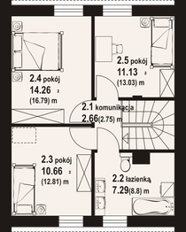 Projekt domu Gładowo a3 - rzut poddasza, dom liczy 4 pokoje, 2 łazienki i wc