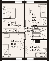 Projekt domu Gładowo aa 70 dws - rzut poddasza, dom liczy 4 pokoje, 2 łazienki i wc
