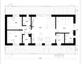 Projekt domu Jutrzenka 2XL - murowany - rzut parteru, dom liczy 3 pokoje, 2 łazienki i wc