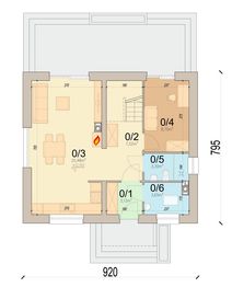 Projekt domu Dolce mini - rzut parteru, dom liczy 4 pokoje, 2 łazienki i wc