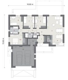 Projekt domu N55-G2 - rzut parteru, dom liczy 4 pokoje, 2 łazienki i wc