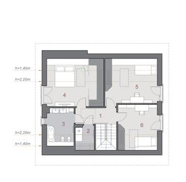 Projekt domu N50-BG - rzut poddasza, dom liczy 4 pokoje, 2 łazienki i wc