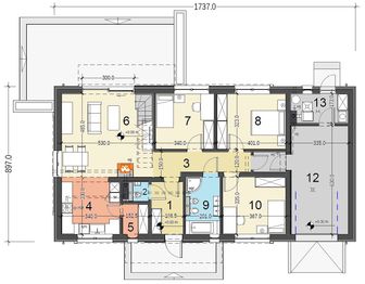 Projekt domu Terrier 8 z garażem - rzut parteru, dom liczy 3 pokoje, 2 łazienki i wc