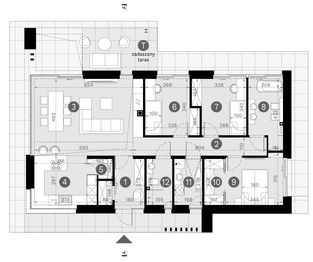Projekt domu HomeKoncept 144 wariant 02 - rzut parteru, dom liczy 3 pokoje, 2 łazienki i wc