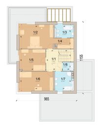 Projekt domu Perfetto 2 modern - rzut 1 piętra, dom liczy 4 pokoje, 3 łazienki i wc