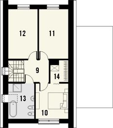 Projekt domu Studio 106 - rzut poddasza, dom liczy 4 pokoje, 2 łazienki i wc