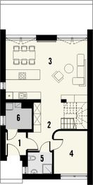 Projekt domu Studio 107 - rzut parteru, dom liczy 4 pokoje, 2 łazienki i wc