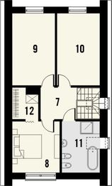 Projekt domu Studio 107 - rzut poddasza, dom liczy 4 pokoje, 2 łazienki i wc